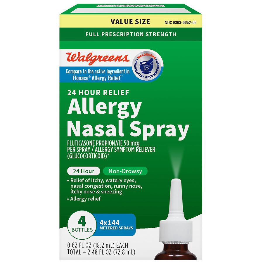 slide 1 of 5, Walgreens Allergy Nasal Spray, 4 ct; 0.62 oz