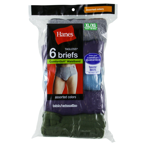 slide 1 of 1, Hanes Men's Mid Rise ComfortSoft Waistband Dyed Briefs, X-Large, 6 ct