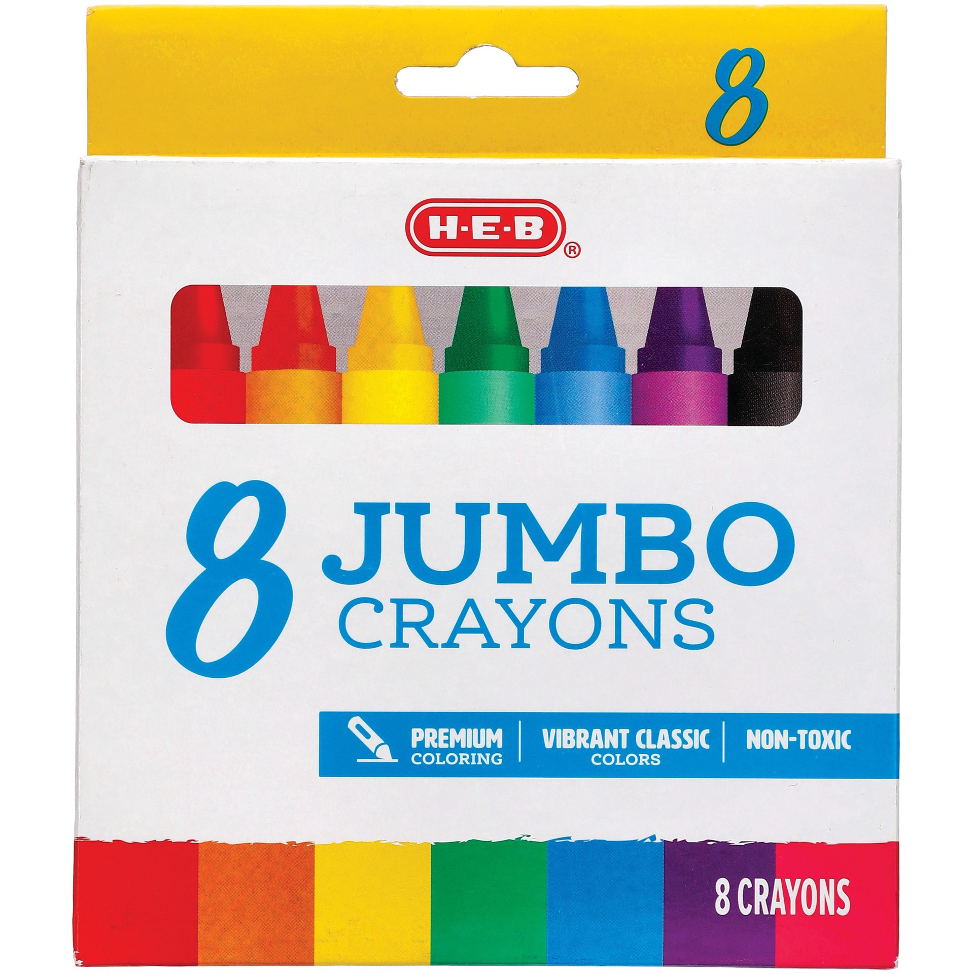 slide 1 of 1, H-E-B Jumbo Crayons, 8 ct