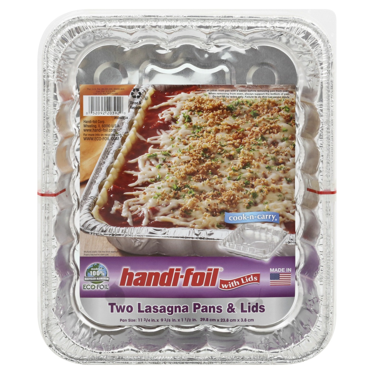 slide 1 of 1, Handi-foil Lasagna Pans & Lids 2 ea, 2 ct