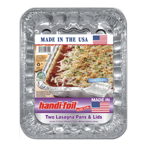 slide 1 of 9, Handi-foil Lasagna Pans & Lids 2 ea, 2 ct