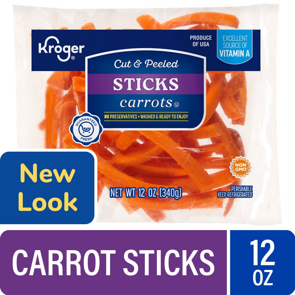 slide 1 of 3, Kroger Cut & Peeled Carrot Sticks, 12 oz
