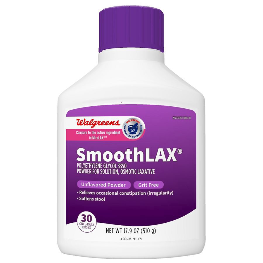 slide 1 of 5, Walgreens SmoothLax Polyethylene Glycol 3350, Powder for Solution, Osmotic Laxative, 17.9 oz