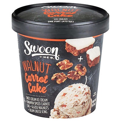 slide 1 of 1, Swoon by H-E-B Walnut Carrot Cake Ice Cream, 16 oz