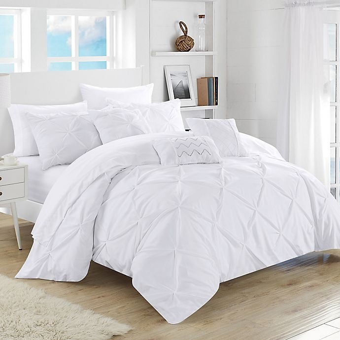 slide 1 of 5, Chic Home Salvatore Queen Comforter Set - White, 10 ct