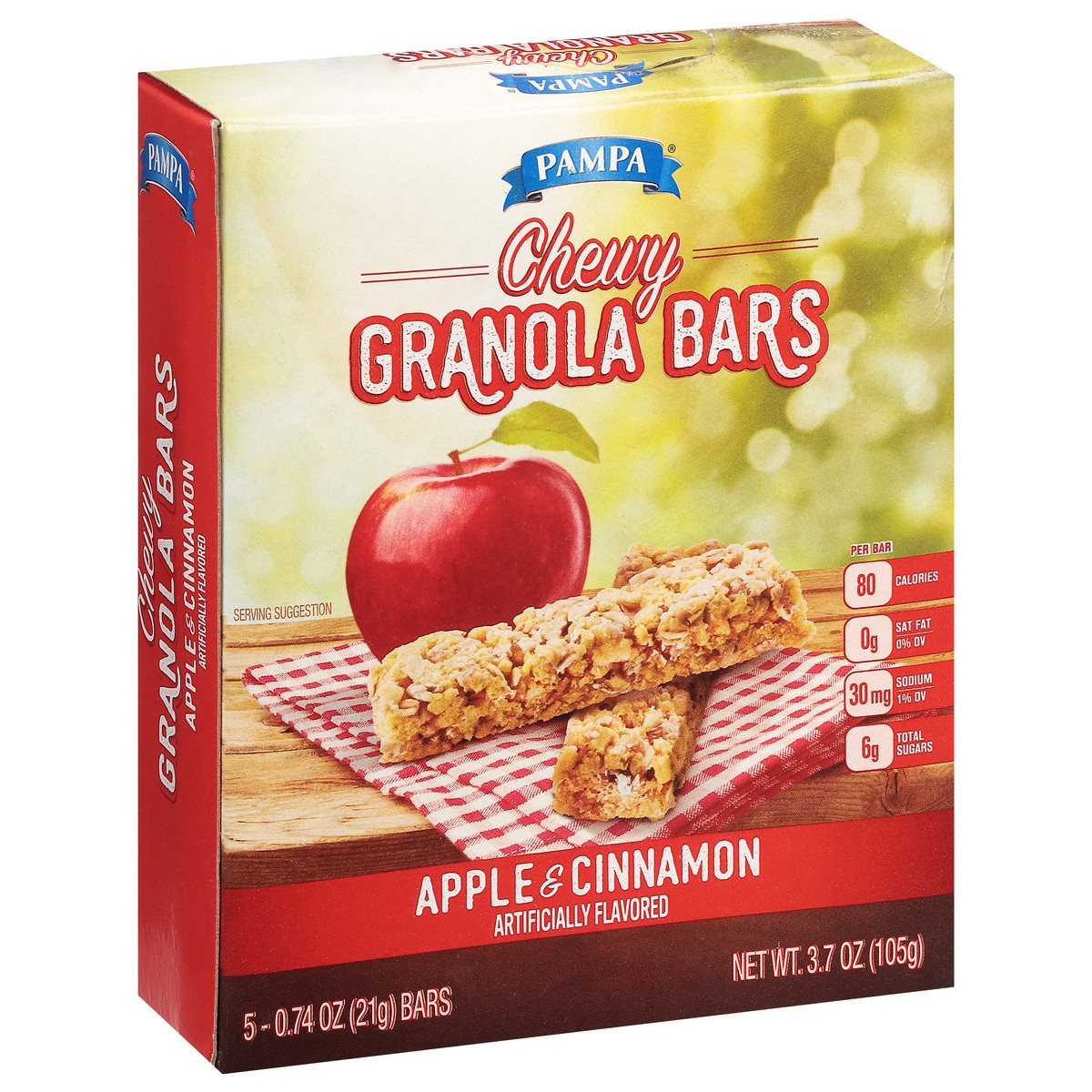 slide 2 of 9, Pampa Chewy Apple & Cinnamon Granola Bars 5 - 0.74 oz ea, 5 ct