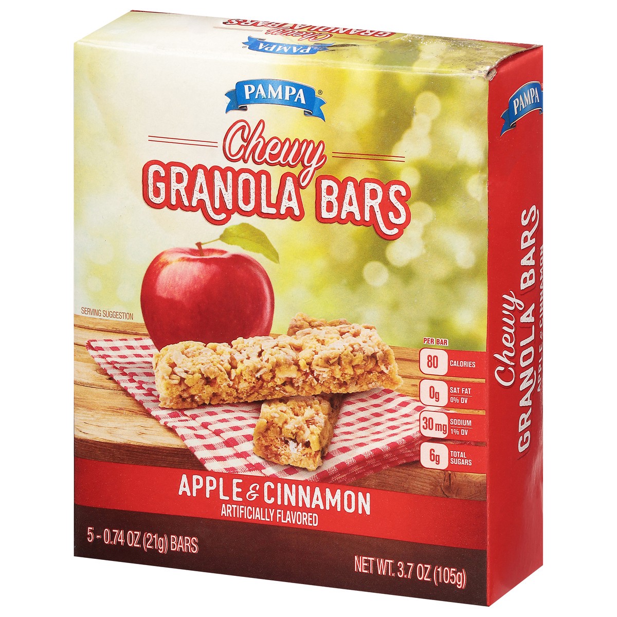 slide 3 of 9, Pampa Chewy Apple & Cinnamon Granola Bars 5 - 0.74 oz ea, 5 ct