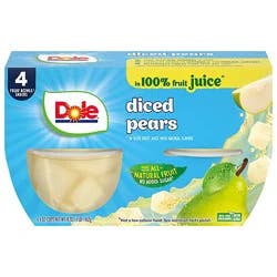 Dole Pears Diced In 100% Juice Cups - 4-4 Oz