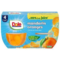 Dole Mandarin Oranges In 100% Fruit Juice Cups - 4-4 Oz