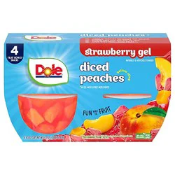 Dole Peaches In Strawberry Gel Cups - 4-4.3 Oz