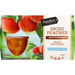 Signature Select Peaches Diced Cups - 4-4 Oz