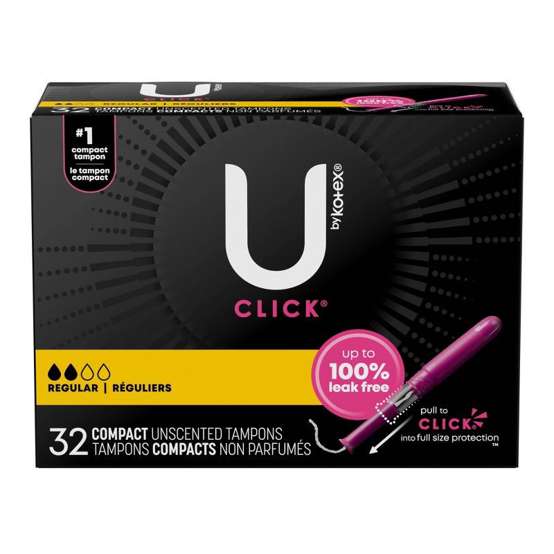 slide 2 of 9, U by Kotex Click Compact Unscented Tampons - Regular - 32ct, 32 ct