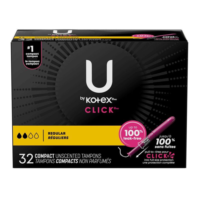 slide 2 of 12, U by Kotex Click Compact Unscented Tampons - Regular - 32ct, 32 ct