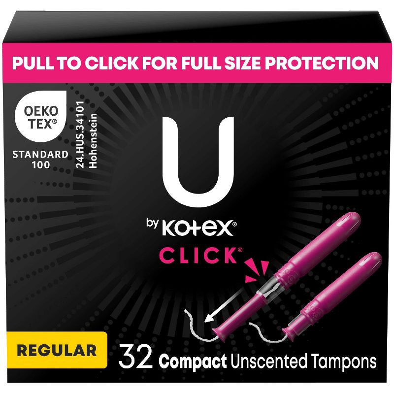 slide 1 of 12, U by Kotex Click Compact Unscented Tampons - Regular - 32ct, 32 ct