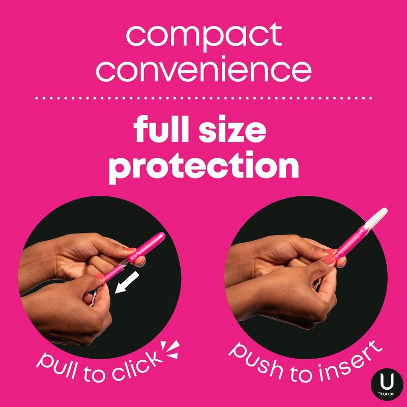 slide 5 of 9, U by Kotex Click Compact Unscented Tampons - Regular - 32ct, 32 ct