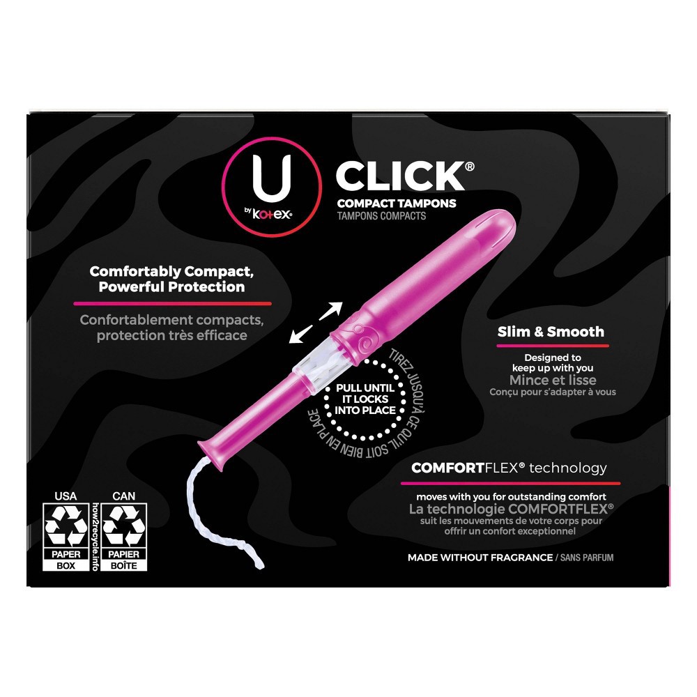 slide 5 of 9, U by Kotex Click Compact Unscented Tampons - Regular - 32ct, 32 ct
