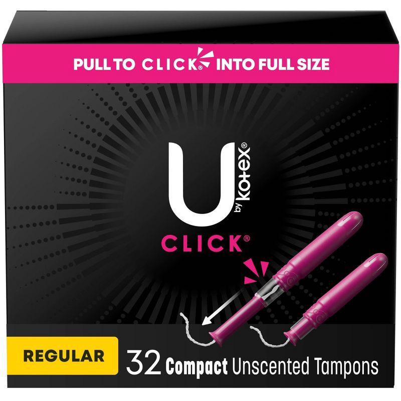 slide 1 of 9, U by Kotex Click Compact Unscented Tampons - Regular - 32ct, 32 ct