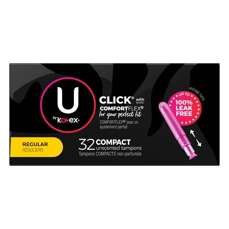 slide 8 of 9, U by Kotex Click Compact Unscented Tampons - Regular - 32ct, 32 ct