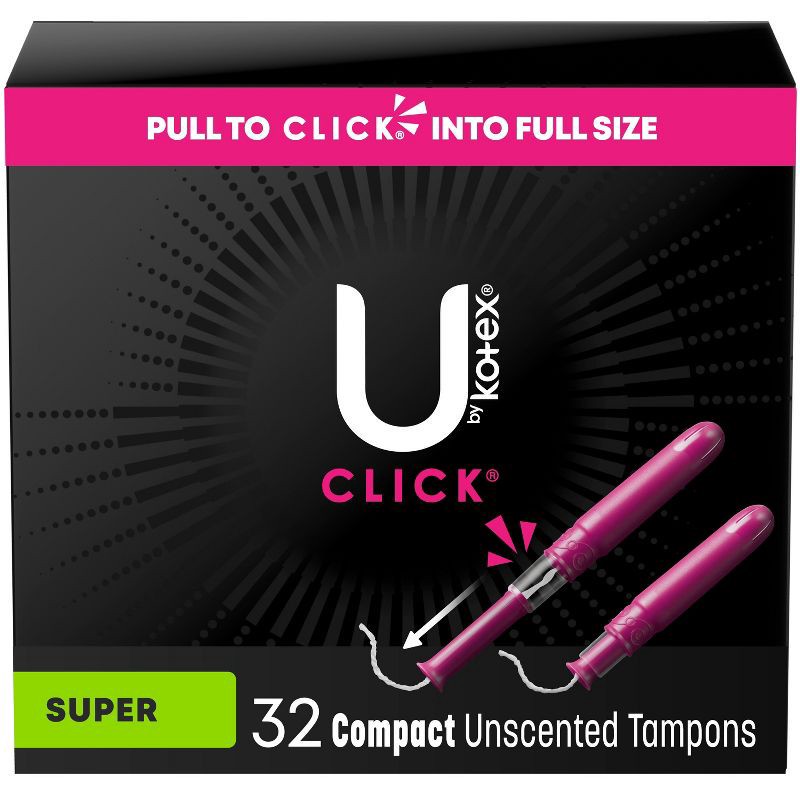 slide 2 of 10, U by Kotex Click Compact Tampons - Super - Unscented - 32ct, 32 ct