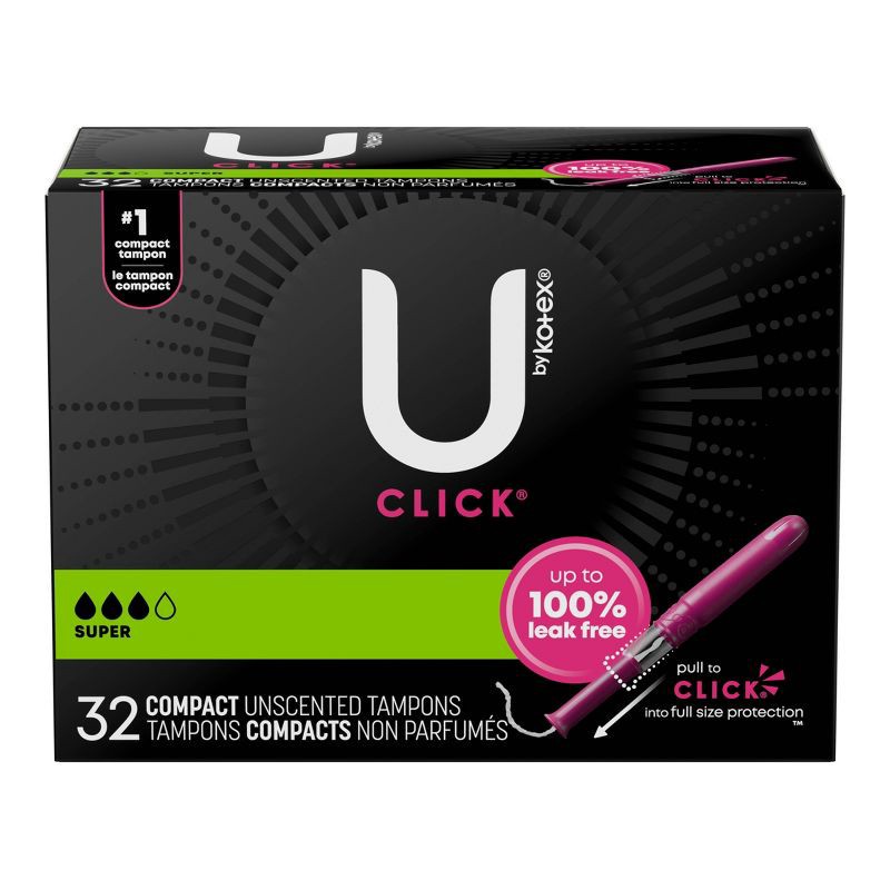 slide 2 of 9, U by Kotex Click Compact Tampons - Super - Unscented - 32ct, 32 ct