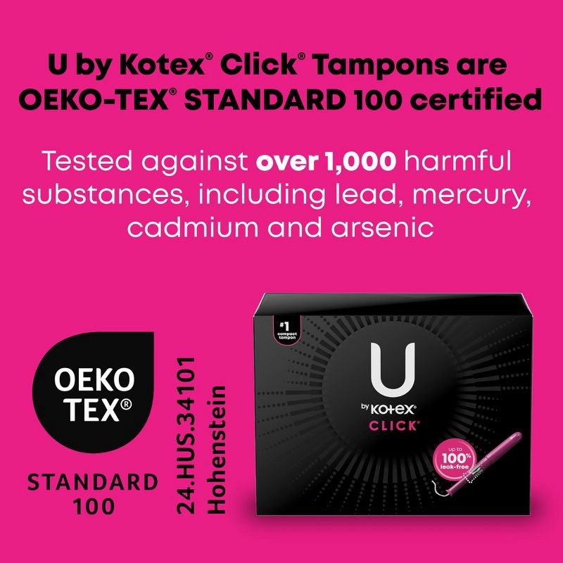 slide 5 of 10, U by Kotex Click Compact Tampons - Super - Unscented - 32ct, 32 ct