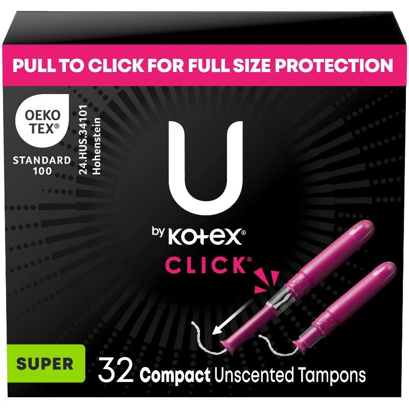 slide 1 of 10, U by Kotex Click Compact Tampons - Super - Unscented - 32ct, 32 ct