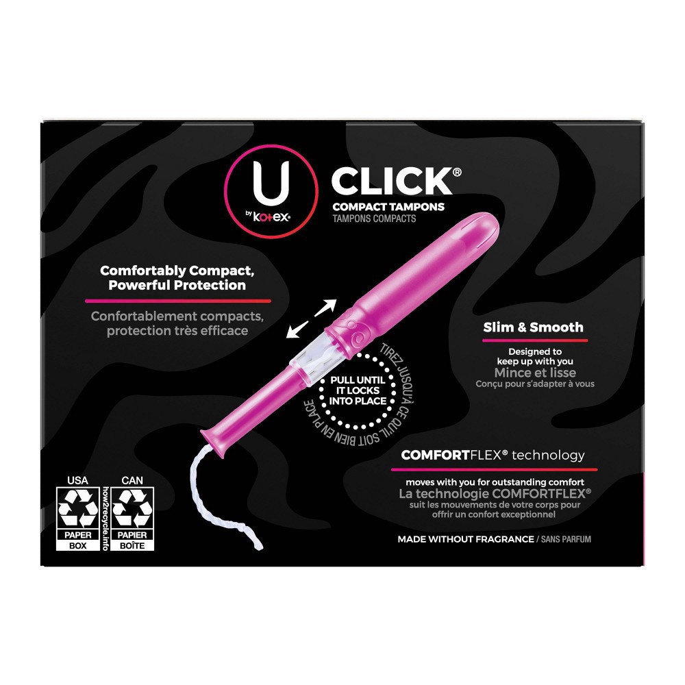 slide 7 of 9, U by Kotex Click Compact Tampons - Super - Unscented - 32ct, 32 ct