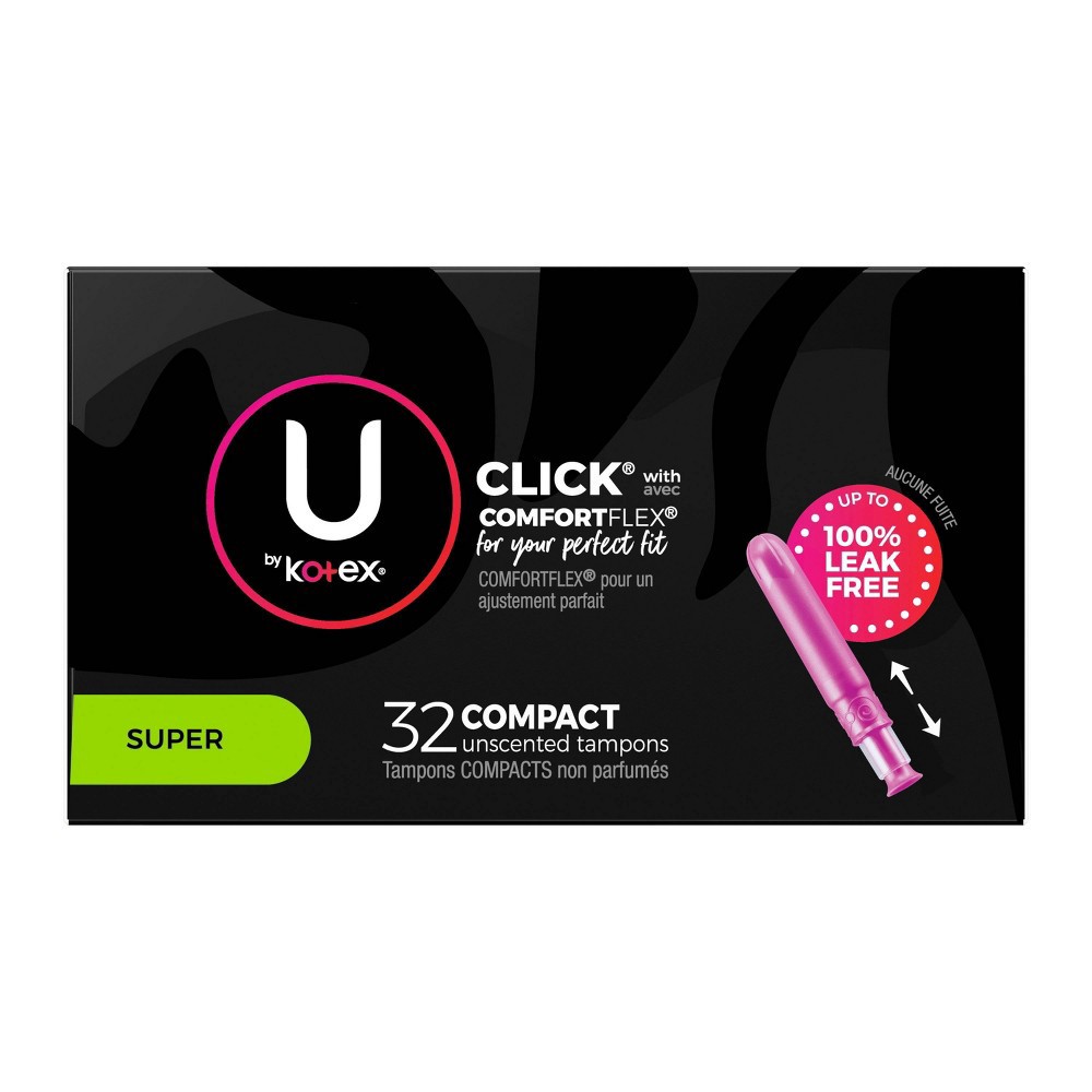 slide 8 of 9, U by Kotex Click Compact Tampons - Super - Unscented - 32ct, 32 ct