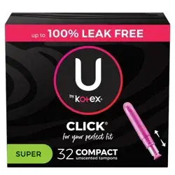 U by Kotex Click Compact Tampons - Super - Unscented - 32ct