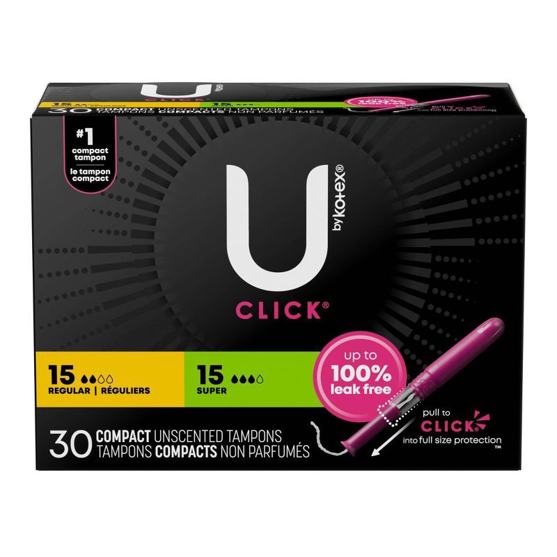 slide 2 of 9, U by Kotex Click Compact Tampons - Multipack - Regular/Super - Unscented - 30ct, 30 ct