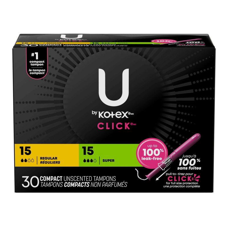 slide 2 of 11, U by Kotex Click Compact Tampons - Multipack - Regular/Super - Unscented - 30ct, 30 ct