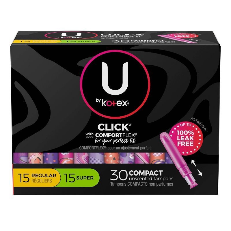 slide 5 of 10, U by Kotex Click Compact Tampons - Multipack - Regular/Super - Unscented - 30ct, 30 ct