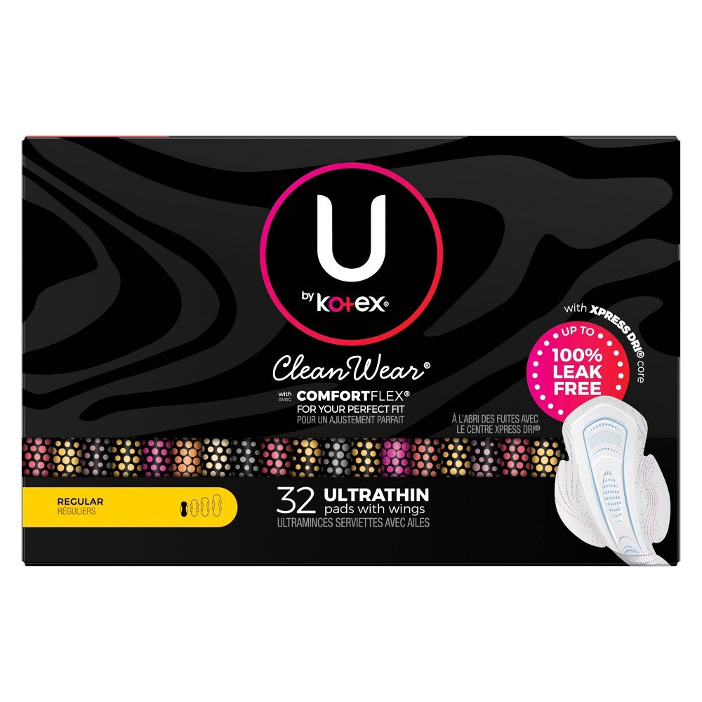 slide 4 of 7, U by Kotex CleanWear Ultra Thin Fragrance Free Pads with Wings - Regular - Unscented - 32ct, 32 ct
