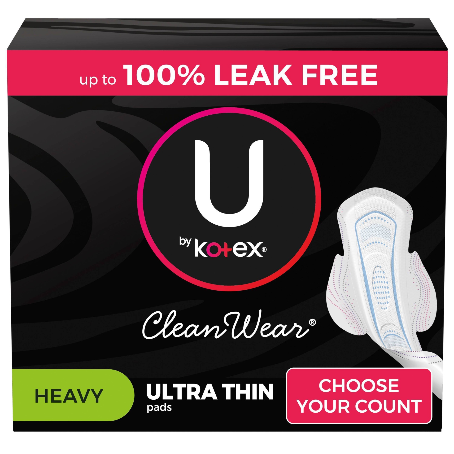 slide 1 of 10, U by Kotex CleanWear Ultra Thin Fragrance Free Pads with Wings - Heavy - Unscented - 28ct, 28 ct
