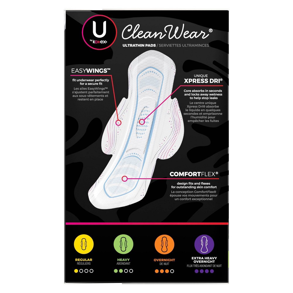 slide 2 of 10, U by Kotex CleanWear Ultra Thin Fragrance Free Pads with Wings - Heavy - Unscented - 28ct, 28 ct