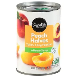 Signature Select Peaches Halves In Heavy Syrup Can - 15.25 Oz