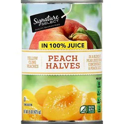 Signature Select Peaches Halves In 100% Juice Can - 15 Oz