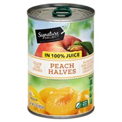 Signature Select Peaches Halves In 100% Juice Can - 15 Oz