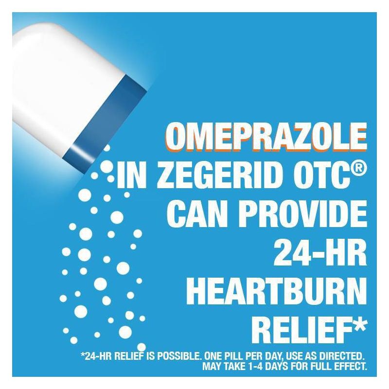 slide 5 of 8, Zegerid OTC Omeprazole 20mg and Sodium Bicarbonate Acid Reducer for Frequent Heartburn Capsules - 42ct, 42 ct; 20 mg