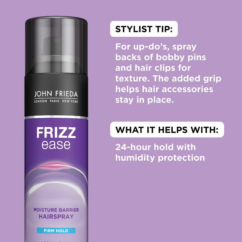 slide 4 of 5, John Frieda Frizz Ease Moisture Barrier Firm Hold Hairspray, Anti Frizz Hair Straightenener - 12oz, 12 oz