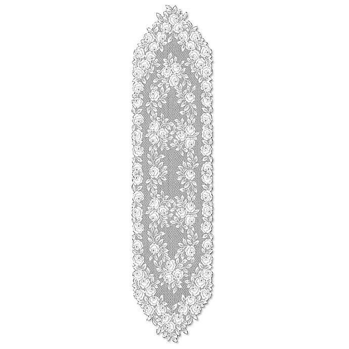 slide 1 of 2, Heritage Lace Tea Rose Table Runner - White, 60 in