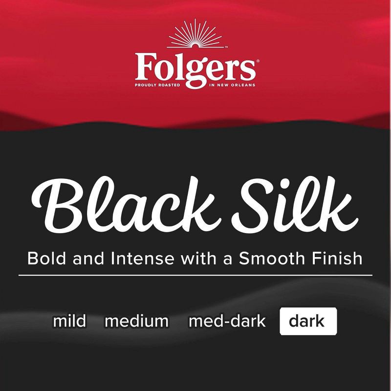 slide 3 of 5, Folgers Black Silk Dark Roast Ground Coffee - 22.6oz, 22.6 oz