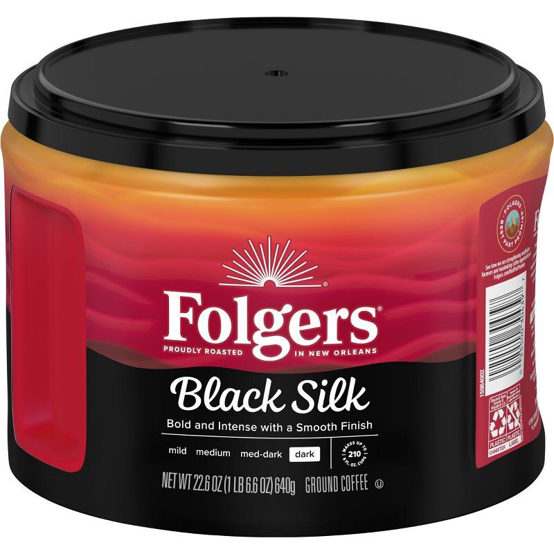 slide 5 of 6, Folgers Black Silk Roast Coffee - 22.6oz, 22.6 oz
