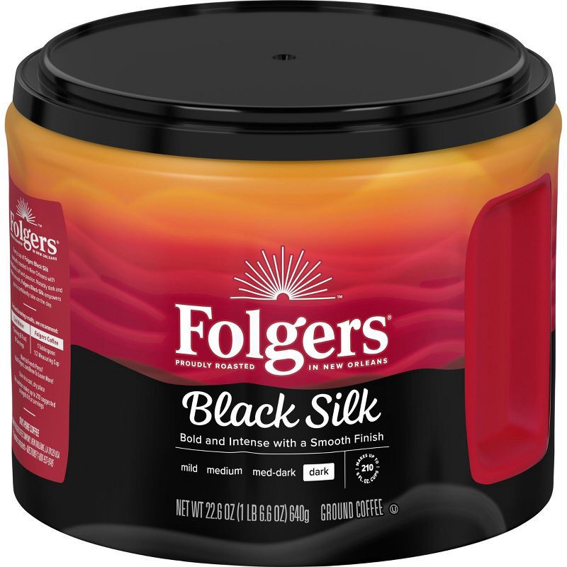 slide 1 of 6, Folgers Black Silk Roast Coffee - 22.6oz, 22.6 oz