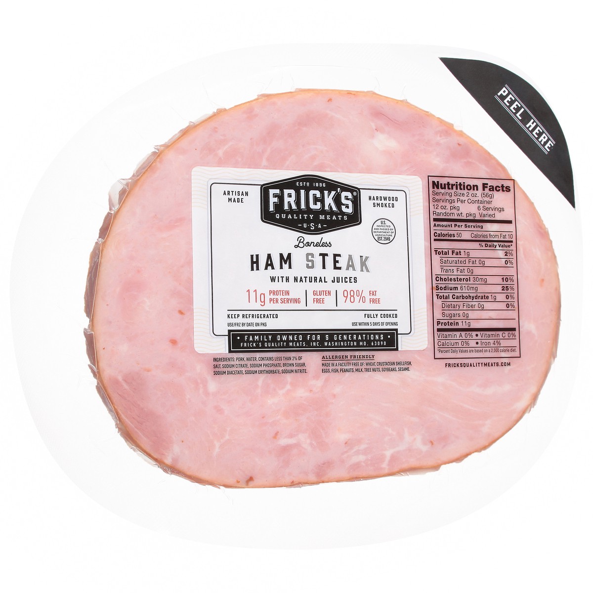 slide 7 of 12, Frick's Boneless Ham Steak with Natural Juices 1 ea, 1 ct