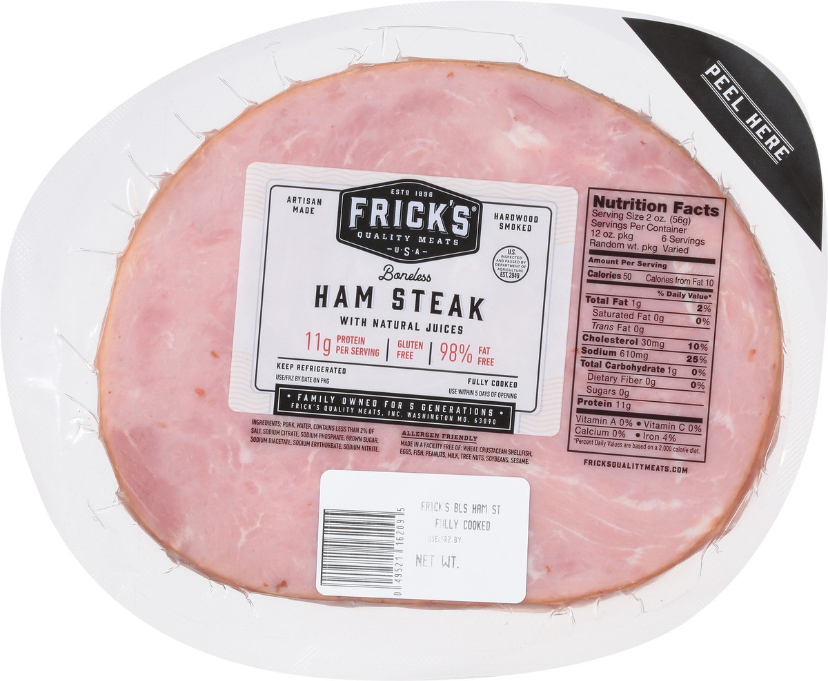 slide 3 of 12, Frick's Boneless Ham Steak with Natural Juices 1 ea, 1 ct