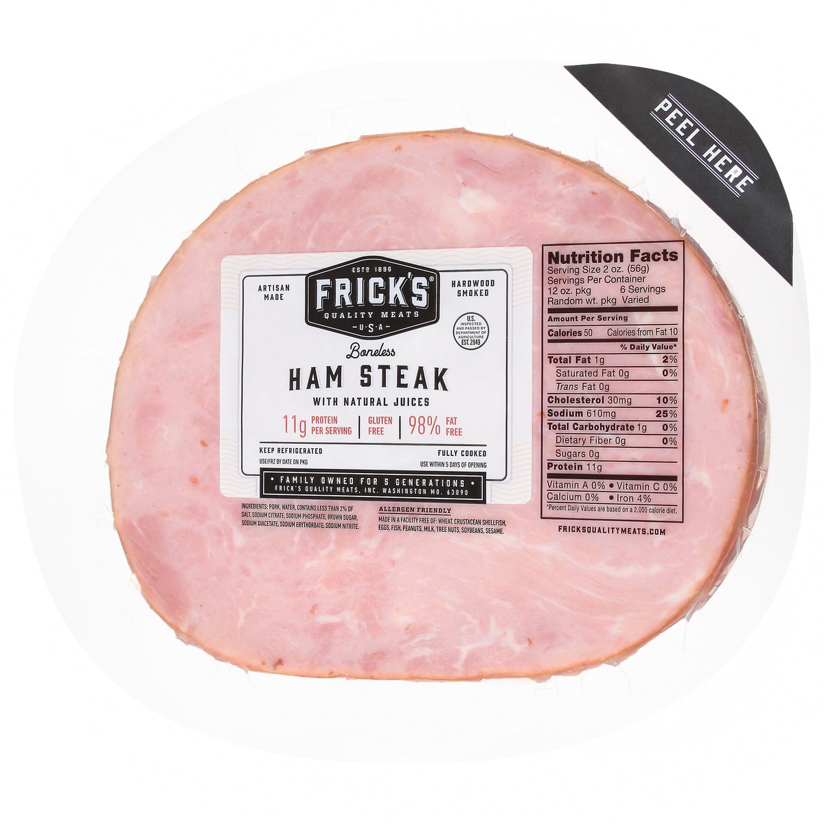 slide 5 of 12, Frick's Boneless Ham Steak with Natural Juices 1 ea, 1 ct