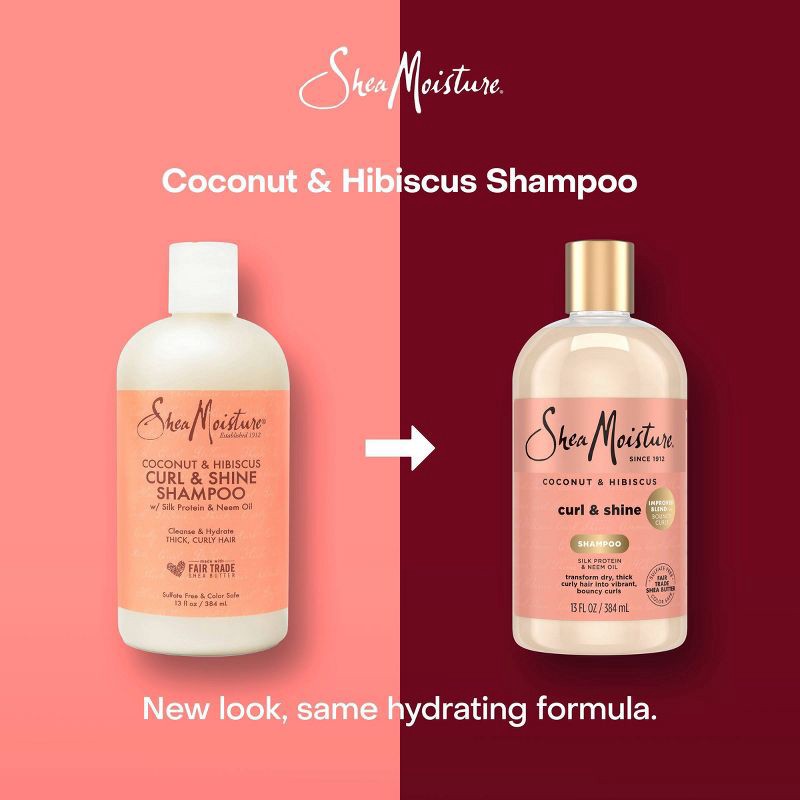slide 4 of 7, SheaMoisture Coconut and Hibiscus Curl and Shine Shampoo - 13 fl oz, 13 fl oz