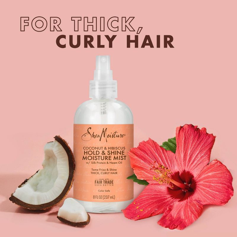 slide 4 of 8, SheaMoisture Hold and Shine Moisture Mist for Thick Curly Hair Coconut and Hibiscus - 8 fl oz, 8 fl oz