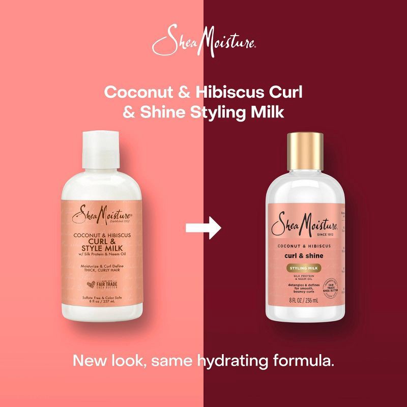 slide 4 of 9, SheaMoisture Coconut & Hibiscus Curl & Style Milk For Thick Curly Hair - 8 fl oz, 8 fl oz